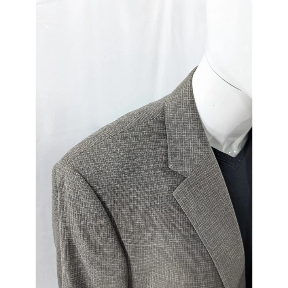 Jos. A Bank Blazer‎ Coat Sport Jacket Silk Wool Nailhead Plaid 46L 50